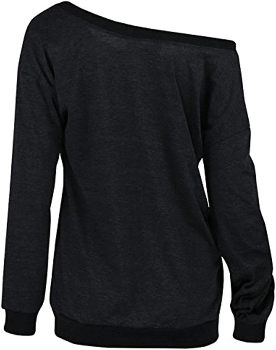 Noël Des Femmes Halloween Off Épaule Squelette Impression T-shirt Drôle Sweats à Manches Longues Hauts 5 Noël Des Femmes Halloween Off Épaule Squelette Impression T-shirt Drôle Sweats à Manches Longues Hauts - Image 3