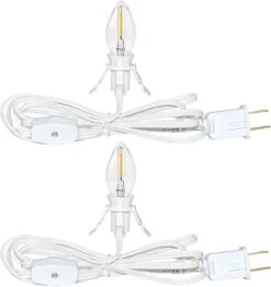 Ensemble De 2 Cordon D'accessoires De Village De Noël (6 Pieds) Avec Kit D'éclairage De Cordon De Soufflage D'ampoule LED C7, Lampe C7 Avec Bouchons De Commutation Pour Halloween Vacances Noël Décors De Maison Artisanat, Fil Blanc