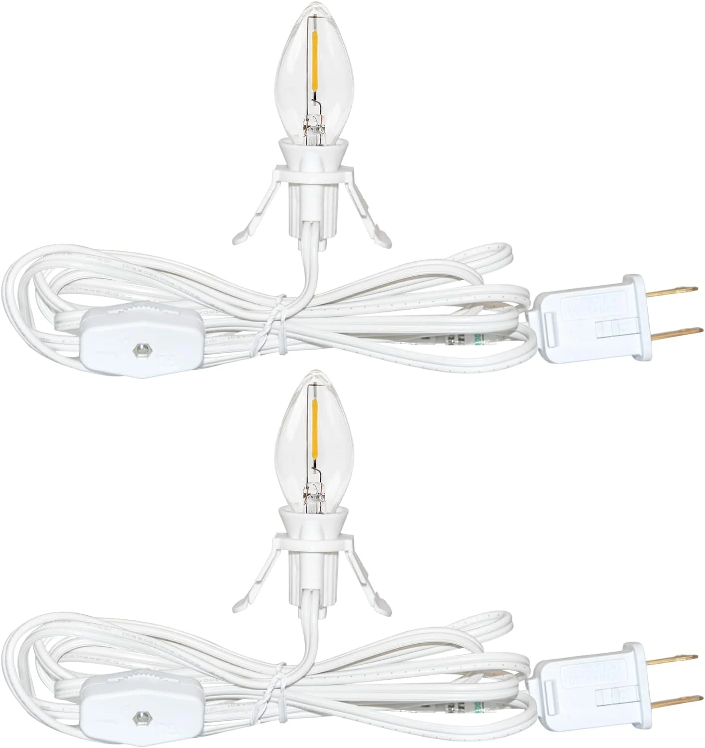 Ensemble De 2 Cordon D'accessoires De Village De Noël (6 Pieds) Avec Kit D'éclairage De Cordon De Soufflage D'ampoule LED C7, Lampe C7 Avec Bouchons De Commutation Pour Halloween Vacances Noël Décors De Maison Artisanat, Fil Blanc 3 Ensemble De 2 Cordon D'accessoires De Village De Noël (6 Pieds) Avec Kit D'éclairage De Cordon De Soufflage D'ampoule LED C7, Lampe C7 Avec Bouchons De Commutation Pour Halloween Vacances Noël Décors De Maison Artisanat, Fil Blanc