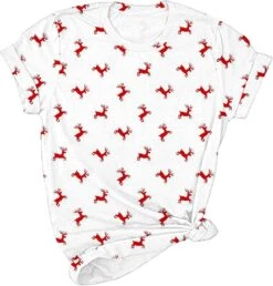 Noël Plus Taille Tops Pour Femmes Arbre De Noël Flocon De Neige Imprimer T-shirt À Manches Courtes De Noël T-shirts Vêtements