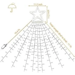 Décorations De Noël En Plein Air Star String Lights, 320 LED 11.5 Ft Waterfall Tree Lights Avec 8 Modes D'éclairage Étoile De Noël Lumières Pour Intérieur Outdoor Yard Home Festival Party Noël Nouvel An Décor -Oui || N/A || pearhead 61X8CuLQjL. AC SR10001000