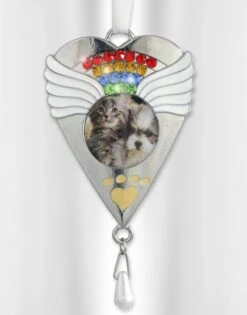 Rainbow Bridge Pet Memorial Photo Ornement De Noël - Silver Heart Shaped Photo Opening With Rainbow Crystals Photo Opening Is 1.25" D -Oui || N/A || pearhead 61XBRD96fkL. AC SL1000