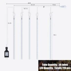 Veilleuses Meteor Extérieur, 16 Pouces 20 Tubes 720 Lumières D'icules LED, Lumières De Noël Meteor étanches, Lumières De Pluie Tombantes Suspendues Pour Les Buissons D'arbres Décor De Noël De La Fête De Noël, Blanc -Oui || N/A || pearhead 61XvLjgGtIL. AC SL1500