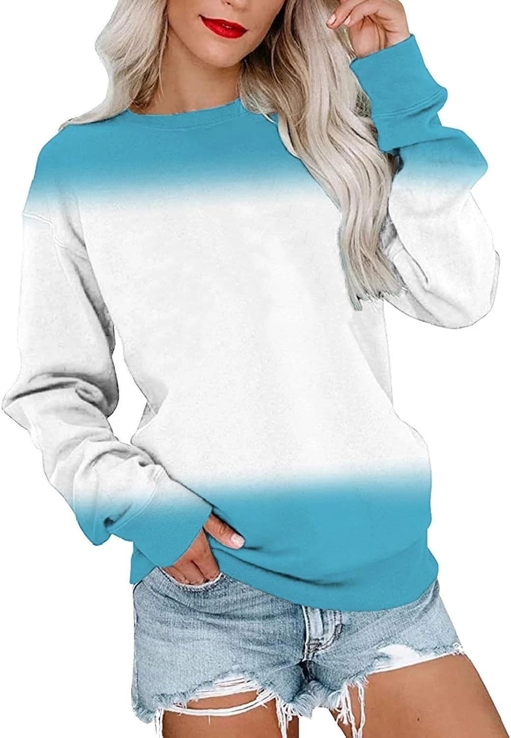 Ainid Femmes Crewneck Sweatshirts, Casual À Manches Longues Mignon Léger Lâche Tops Couleur Bloc/Solide/Halloween/Noël 3 Ainid Femmes Crewneck Sweatshirts, Casual À Manches Longues Mignon Léger Lâche Tops Couleur Bloc/Solide/Halloween/Noël
