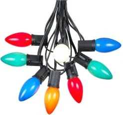 Ensemble De Lumière De Chaîne De Noël Multi-céramique C9 De 25 Pieds - Chaîne De Lumière De Noël Extérieure - - Ampoules De Noël Opaques - Chaîne De Lumière De Ligne De Toit - Lumières De Chaîne D'extérieur - Fil Noir