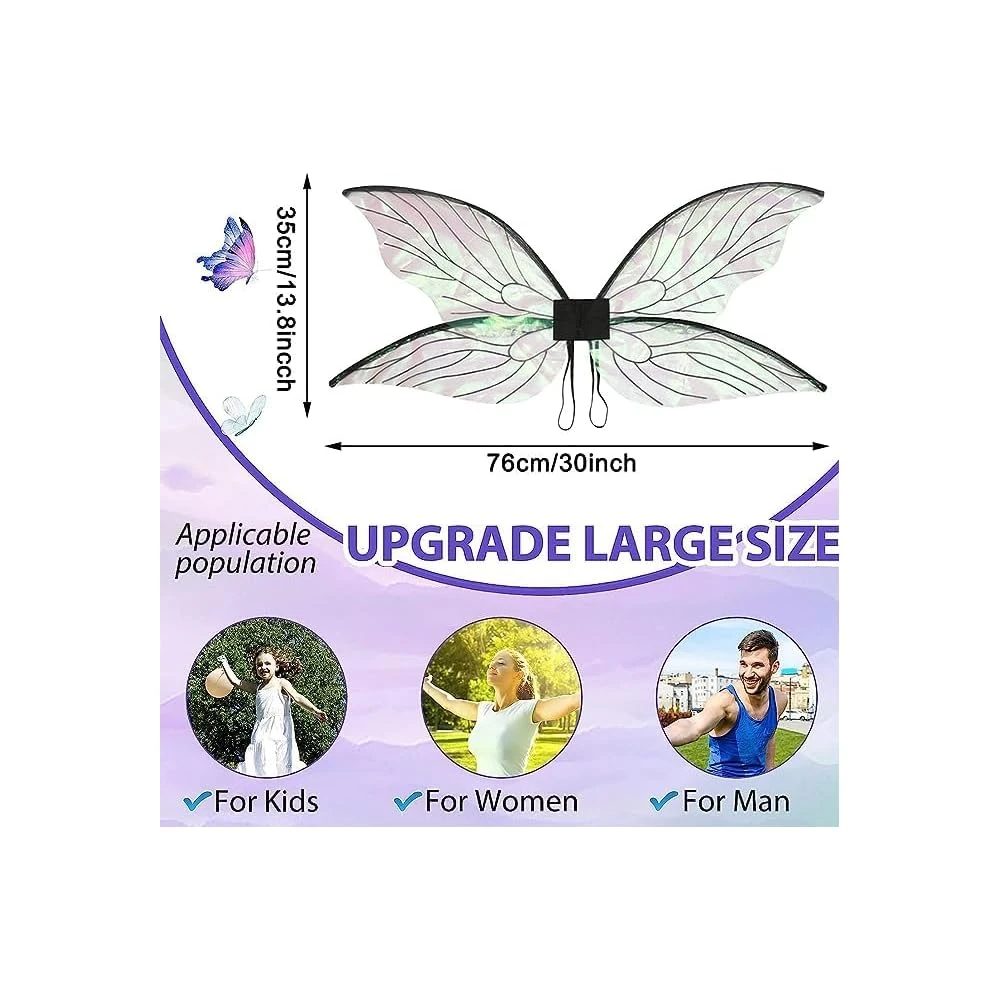 Ailes De Fée Pour Filles Femmes Cosplay Habille-toi Sparkling Transparent White Butterfly Wings Halloween Costume Noël Fave De Noël 8 Ailes De Fée Pour Filles Femmes Cosplay Habille-toi Sparkling Transparent White Butterfly Wings Halloween Costume Noël Fave De Noël - Image 6