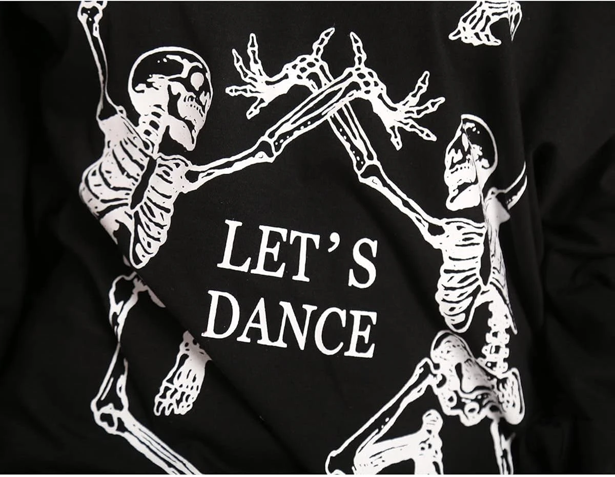 Noël Des Femmes Halloween Off Épaule Squelette Impression T-shirt Drôle Sweats à Manches Longues Hauts 8 Noël Des Femmes Halloween Off Épaule Squelette Impression T-shirt Drôle Sweats à Manches Longues Hauts - Image 6
