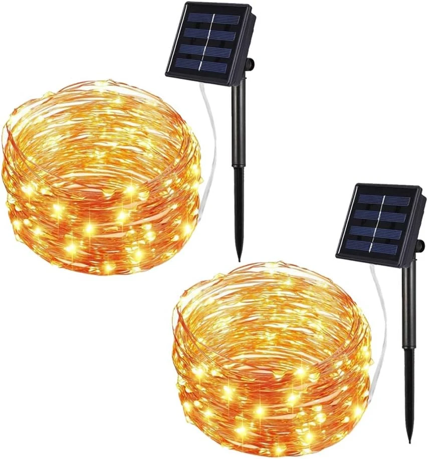 Lumières Solaires De Chaîne à L'extérieur, 33Ft 100LEDs Lumières Solaires De Fée Avec 8 Modes D'éclairage Lumières Décoratives En Cuivre étanches Pour Noël Patio Party Garden Gate Yard Wedding (blanc Chaud, 2Pack) 3 Lumières Solaires De Chaîne à L'extérieur, 33Ft 100LEDs Lumières Solaires De Fée Avec 8 Modes D'éclairage Lumières Décoratives En Cuivre étanches Pour Noël Patio Party Garden Gate Yard Wedding (blanc Chaud, 2Pack)