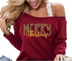 Femmes Joyeuses Chemise De Noël Leopard Imprimer Plaid Christmas Tree T-shirt Manches Courtes Vacances Noël