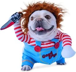Costume De Chien De Poupée Mortelle Pour Animaux De Compagnie, Cosplay De Chien Chanceux Costume De Fête De Noël Pour Vêtements De Chien D'Halloween Pour Petits Chiens De Grande Taille