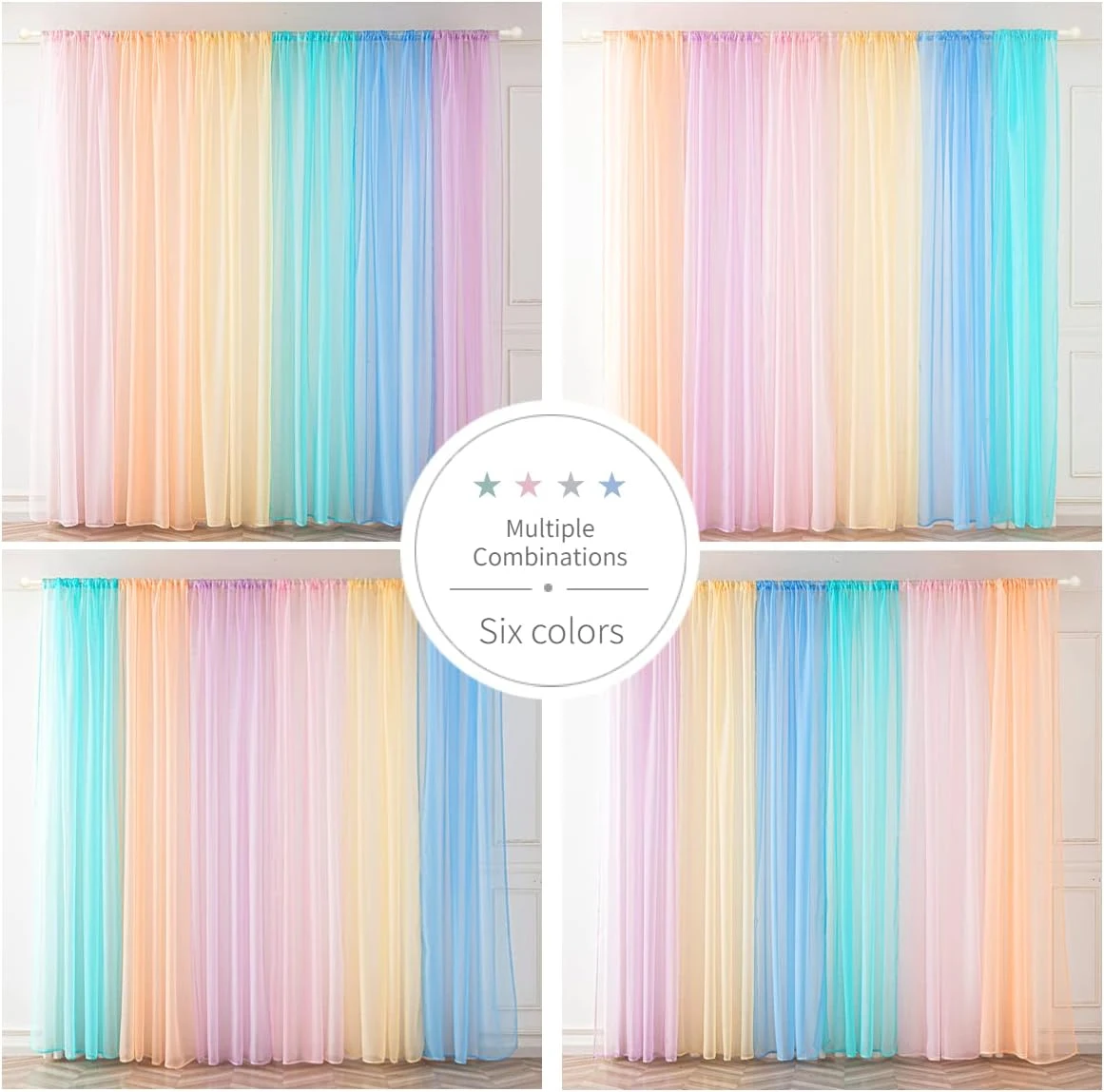 Yancorp 6 Panneaux Rideaux De Cisaillement Décoration De La Fenêtre Arc-en-ciel Raisins De La Voile 63 Pouces Enfants Filles Garçons Fête Fave De La Fête Noël Salle De Classe Décoration Chambre Retour ( Macaron, ( W40 X L84 ) X 6 Panneaux ) 5 Yancorp 6 Panneaux Rideaux De Cisaillement Décoration De La Fenêtre Arc-en-ciel Raisins De La Voile 63 Pouces Enfants Filles Garçons Fête Fave De La Fête Noël Salle De Classe Décoration Chambre Retour ( Macaron, ( W40 X L84 ) X 6 Panneaux ) - Image 3