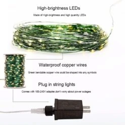 ZELUXDOT 100FT Fée Chaîne Lumières Vert Cuivre Fils Extérieur/Intérieur Étanche LED Chaîne Lumières Avec Télécommande Pour Arbre De Noël, Patio, Jardins, Arrière-cour, Plante... 300 LED -Oui || N/A || pearhead 61hZz0mScAL. AC SL1001