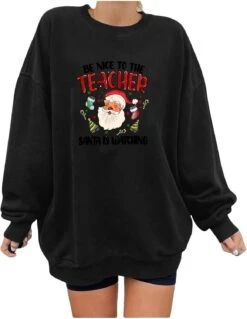 Sweatshirts Crewneck Noël Mignon Lettre Imprimer Santa Très Nice À Manches Longues Casual Chapeau Sans Chandail -Oui || N/A || pearhead 61ixcxKSgGL. AC UL1500