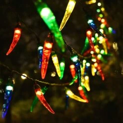 N/A NA Chili Pepper Solar LED String Lights Outdoor, 23ft Pepper Solar Outdoor String Lights Décorations De Noël - 50LEDs Chili Solar Christmas Lights For Tree, Porch, Kitchen Decor -Oui || N/A || pearhead 61l6J0ZAKgL. AC SL1000
