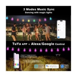Éclairage De Chaîne Extérieur Intelligent Hiismarter 96ft Avec Alexa, Changement De Couleur De Synchronisation Musicale, Ampoules LED Dimmable 30 RGBW, Contrôle IP65 De L'application WiFi étanche Pour Le Mariage, Noël, Camping, Fête, Arrière-cour -Oui || N/A || pearhead 61l9ZeOa0WL. AC SR10001000