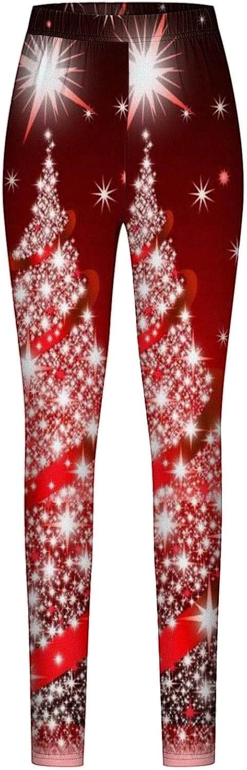 EGNMCR Joyeux Noël Femmes Maigre Collants, Mignon Vacances Stretch Leggings Pantalon Taille Haute Tummy Control Yoga Sweatpant 7 EGNMCR Joyeux Noël Femmes Maigre Collants, Mignon Vacances Stretch Leggings Pantalon Taille Haute Tummy Control Yoga Sweatpant - Image 5