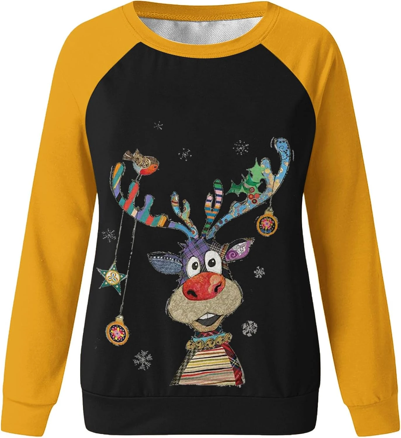 JIOAKFA Dames Chemise De Noël 3X,Funny Reindeer Blouses,Raglan Manches Longues Sweatshirts, Oversized Crew Neck Pullover Tops 6 JIOAKFA Dames Chemise De Noël 3X,Funny Reindeer Blouses,Raglan Manches Longues Sweatshirts, Oversized Crew Neck Pullover Tops - Image 4