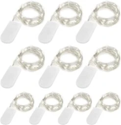 0 Pack Fées Lumières Batterie Opéré 6.6ft 20 Led Mini Chaîne Lumières Fil Argent Starry Lumières Pour DIY Fête De Mariage Festival Halloween Noël (10 Pack, Cool White)