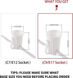 C9 Lumière Strand 100 FT Pour E17-12 Espacement, Chaîne Extérieure Lumière Noël Stringer Avec 100 Sockets Pour Patio (White) -Oui || N/A || pearhead 61npepp2Q9L. AC SL1500