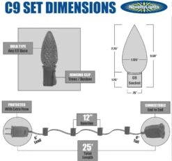 Nouveauté Lumières Suspension Clair Incandescent Noël String Lights - Rétro Traditionnel C9 Intérieur/Extérieur Lumière Set W/25 Mini Ampoules Pour Lignes De Toit, Patios (White Wire, 25' Long) -Oui || N/A || pearhead 61ns9rZxRL. AC SL1500