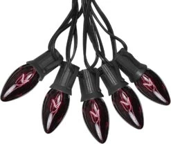 Feux De Chaîne De Noël Noir Abeja C9, Feux De Noël Vintage 25Ft Avec 26 Ampoules Violettes Noires ( 1 Pièce De Rechange ), Feux De Chaîne De Terrasse Connectables Pour Décor De Vacances De Toit De Noël Patio, Fil Noir