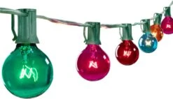 Lumières De Noël G40 Lumières De Cordes Colorées Extérieur 25FT Avec 25 Ampoules Transparentes Multicolores, Lumières De Noël Répertoriées UL Extérieur Grande Ampoule Multicolore Pour La Décoration De Noël De La Cour Arrière De La Terrasse