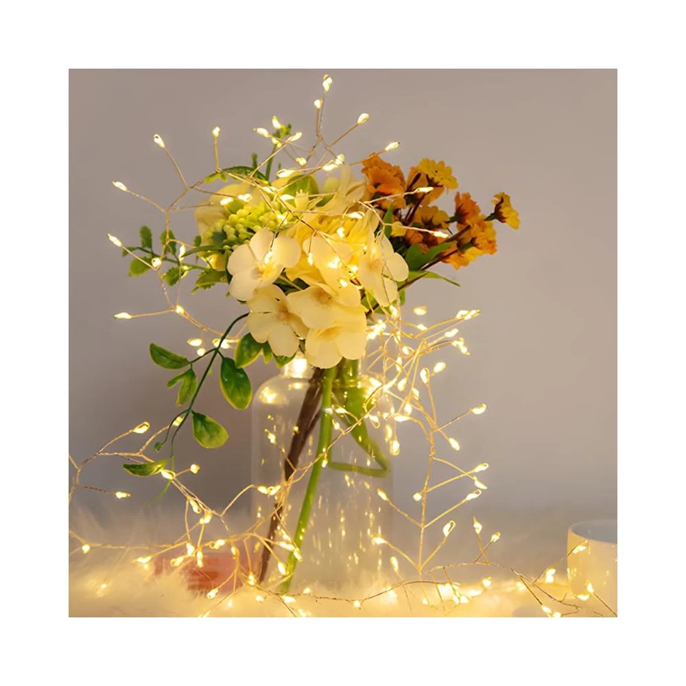 RESNICE 20FT Firecracker String Lights 200 LEDs Blanc Chaud Plug In Intérieur Fil D'argent LED Cluster Fées Lumières Avec Télécommande Pour Arbre De Noël, Plante, Salle De Bain,Jardin, Patio,Backyard 8 RESNICE 20FT Firecracker String Lights 200 LEDs Blanc Chaud Plug In Intérieur Fil D'argent LED Cluster Fées Lumières Avec Télécommande Pour Arbre De Noël, Plante, Salle De Bain,Jardin, Patio,Backyard - Image 6