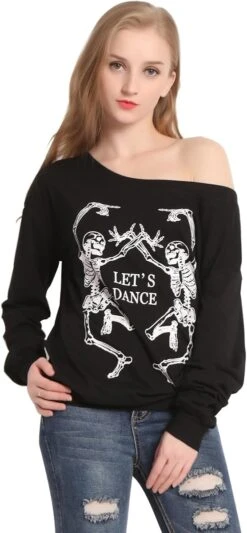 Noël Des Femmes Halloween Off Épaule Squelette Impression T-shirt Drôle Sweats à Manches Longues Hauts 12 Noël Des Femmes Halloween Off Épaule Squelette Impression T-shirt Drôle Sweats à Manches Longues Hauts -Oui || N/A || pearhead 61sICgyXmLL. AC UL1200