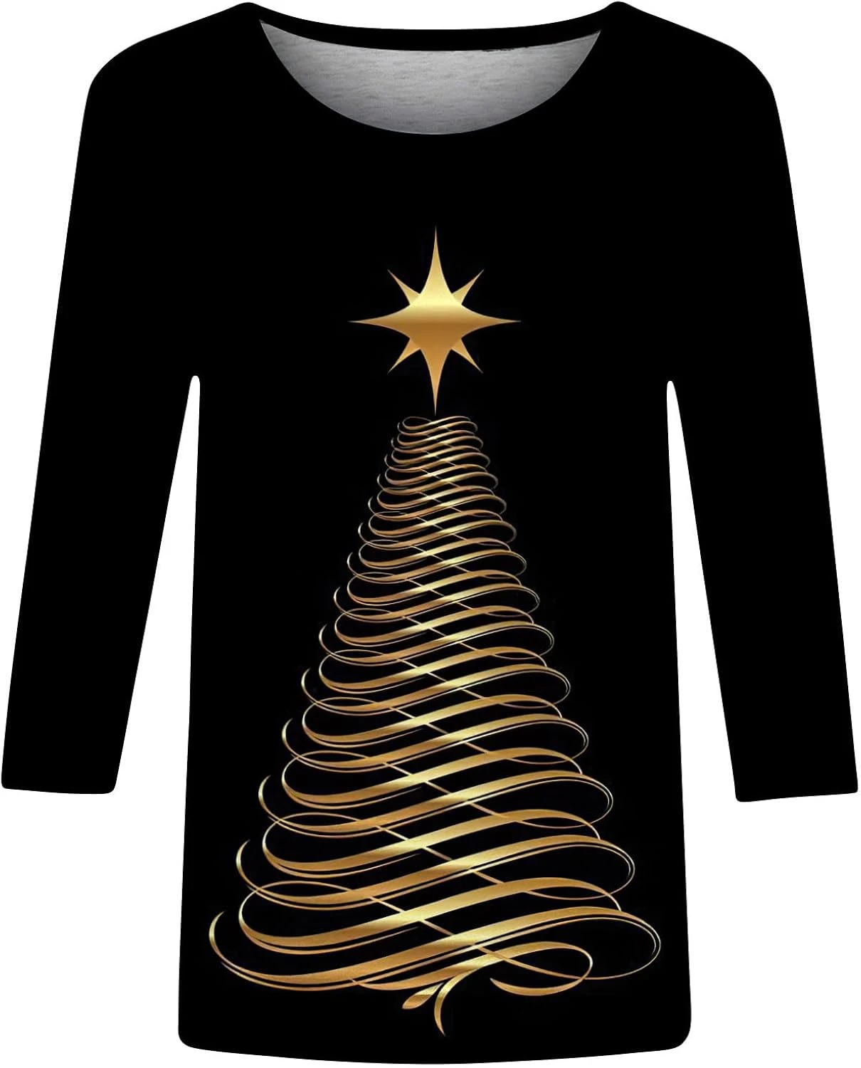 3/4 Manches Chemises Pour Femmes Crewneck Noël Tunique Tops Sparkly Neon Starry Print Nouveauté Xmas Party Chemise Blouses 6 3/4 Manches Chemises Pour Femmes Crewneck Noël Tunique Tops Sparkly Neon Starry Print Nouveauté Xmas Party Chemise Blouses - Image 4