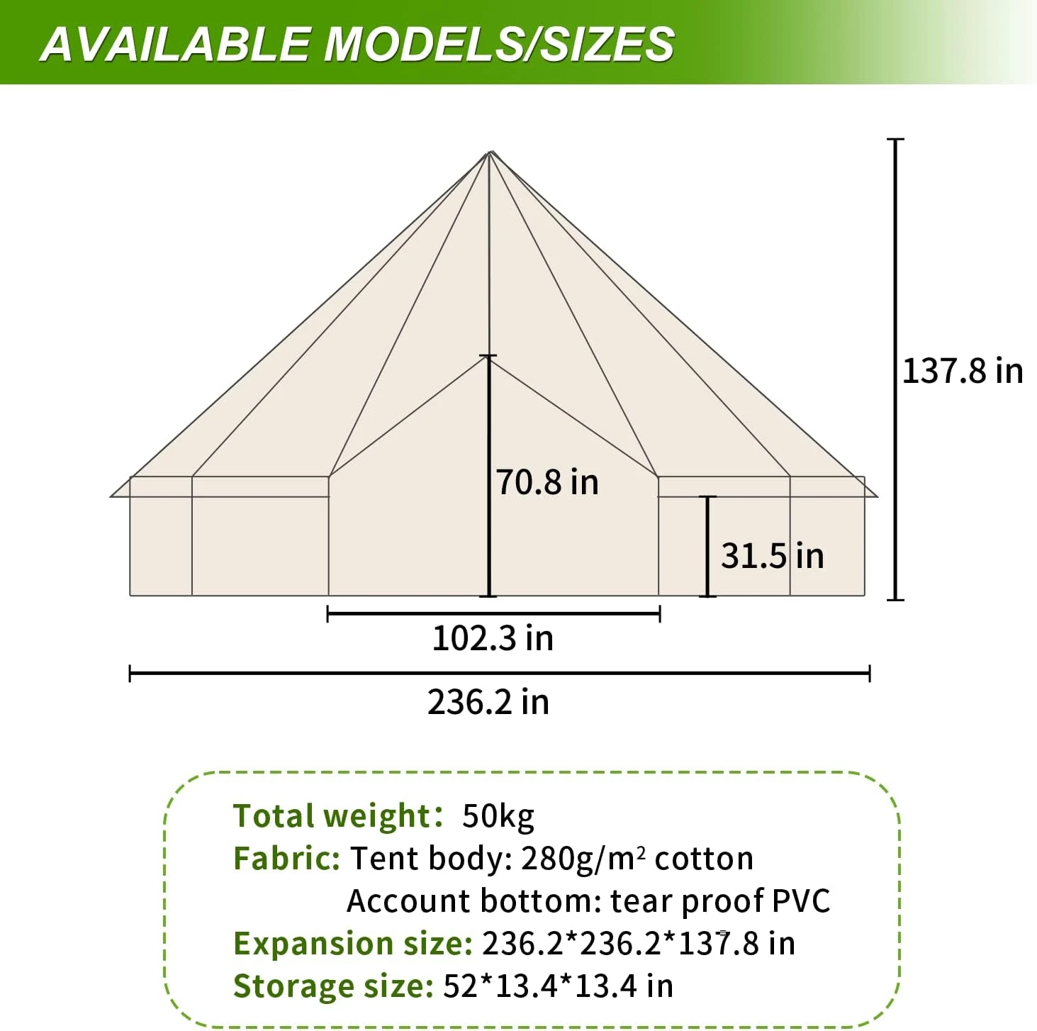 Tente De Cloche En Toile De Coton à 100%, Tente De Glamping De Luxe, Tentes De Yourte Pour Toute L'année, Tente De Cloche étanche Pour 4 / 8 / 10/12 Personne Camping Familial Chasse Extérieure Fête De Noël En 4 Saisons 4 Tente De Cloche En Toile De Coton à 100%, Tente De Glamping De Luxe, Tentes De Yourte Pour Toute L'année, Tente De Cloche étanche Pour 4 / 8 / 10/12 Personne Camping Familial Chasse Extérieure Fête De Noël En 4 Saisons - Image 2