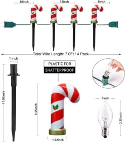 C7 Christmas Pathway String Lights, Set De 8 Marqueurs De Noël Candy Cane Driveway Avec 4 Ampoules C7 Clear, Lumières De Chaîne Imperméables Pour Pathway Decor Outdoor String Lights Décoration -Oui || N/A || pearhead 61wfMEQa45L. AC SL1500