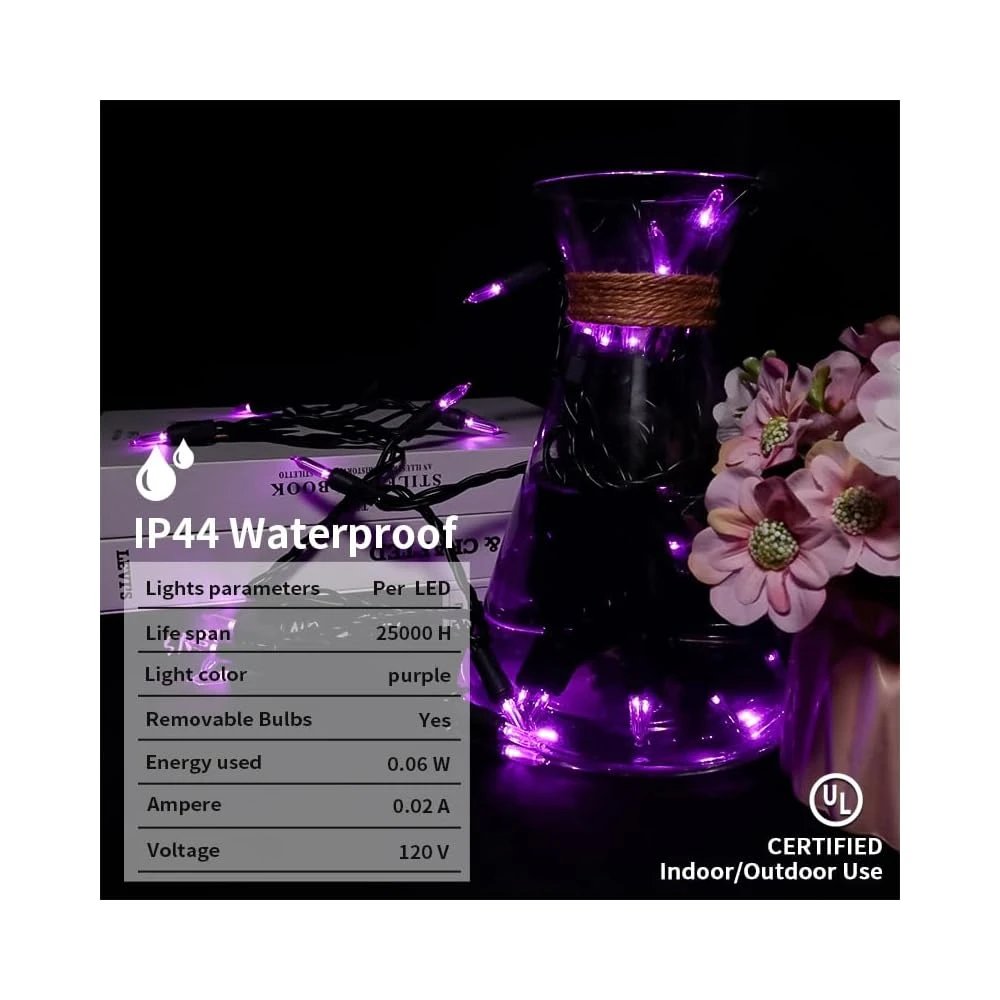 MULTI-SPARKING Violet Halloween Lumières (11 Pieds, 35 Count) - Mini Halloween String Lumières Intérieur LED Noir Fil, Lumières De Noël Pour Décorations D'Halloween En Plein Air 5 MULTI-SPARKING Violet Halloween Lumières (11 Pieds, 35 Count) - Mini Halloween String Lumières Intérieur LED Noir Fil, Lumières De Noël Pour Décorations D'Halloween En Plein Air - Image 3
