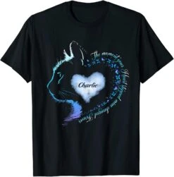 T-Shirt Mémorial Personnalisé Pour Perte De Chat Chien Le Moment Votre Coeur Arrêté Mine Changé Pour Toujours Nom Personnalisé Animal Sympathie Cadeaux À Manches Courtes Tops Tee Shirt Pour Noël Multi Couleur