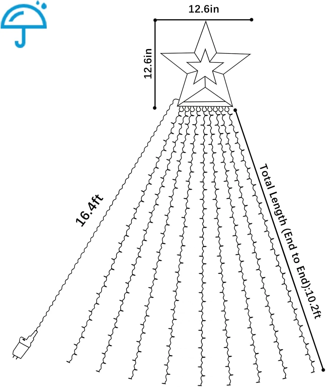 PLTCAT Décorations De Noël Extérieures Lumières De Cascade, 300 LED Étoile De Noël Arbre Topper Lumières, 8-Lumières Modes & Mémoire Fonction Fées Lumières Pour La Saint-Valentin Et Party & Yard Décoration(Multi) 7 PLTCAT Décorations De Noël Extérieures Lumières De Cascade, 300 LED Étoile De Noël Arbre Topper Lumières, 8-Lumières Modes & Mémoire Fonction Fées Lumières Pour La Saint-Valentin Et Party & Yard Décoration(Multi) - Image 5