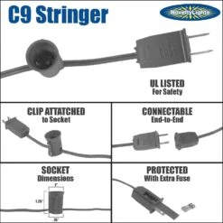 Nouveauté Lumières Suspension Clair Incandescent Noël String Lights - Rétro Traditionnel C9 Intérieur/Extérieur Lumière Set W/25 Mini Ampoules Pour Lignes De Toit, Patios (White Wire, 25' Long) -Oui || N/A || pearhead 61yWUZqCkIL. AC SL1500