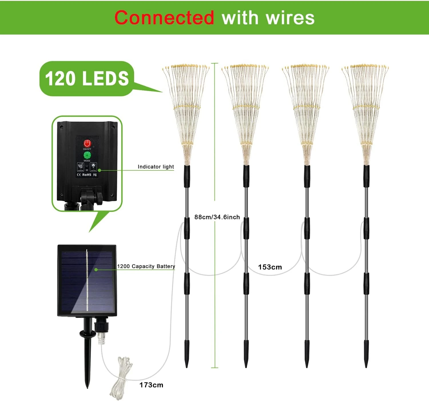 Lumières Solaires à L'extérieur, Lumières De Jardin Blanches Chaudes, Feux D'artifice De 4 Paquets Avec 120 LED Starburst String Lights 8 Modes Fairy Lights Avec Télécommande, Noël De Mariage, Pelouse Arrière-cour Party Patio Decoration 8 Lumières Solaires à L'extérieur, Lumières De Jardin Blanches Chaudes, Feux D'artifice De 4 Paquets Avec 120 LED Starburst String Lights 8 Modes Fairy Lights Avec Télécommande, Noël De Mariage, Pelouse Arrière-cour Party Patio Decoration - Image 6