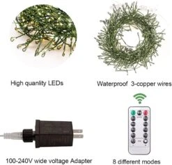 ZELUXDOT Plug In Firecracker Lights 20FT 200 LED Fil Vert Cuivre Cordes Lumières Fées Intérieures Avec Télécommande Pour Chambre à Coucher,Mariage,Anniversaire, Fête, Arbre De Noël,Jardin,Patio -Oui || N/A || pearhead 61z7XaILbwL. AC SL1001