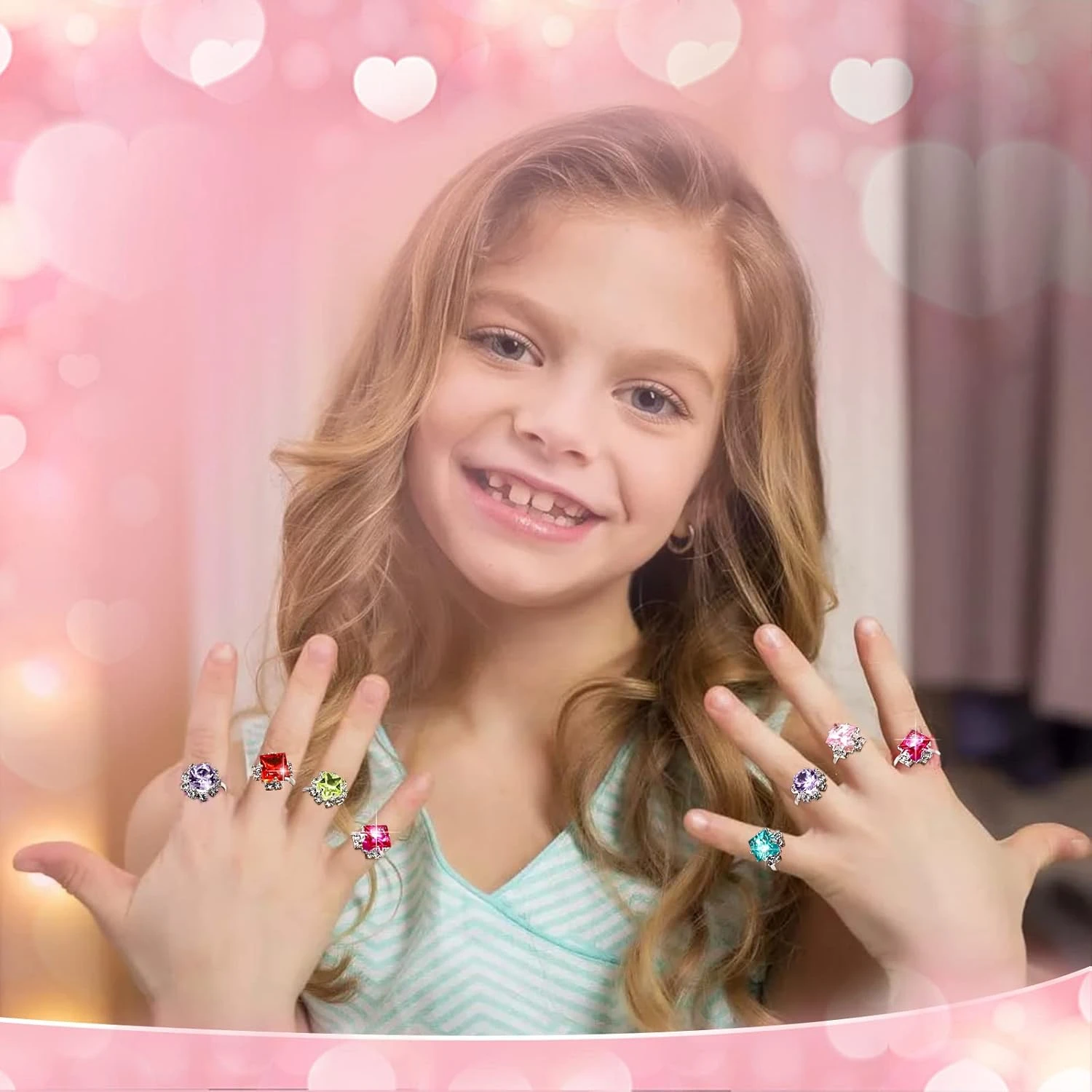 Anneaux De Bijoux En Cristal Newmemo Pour Les Enfants 36pcs Filles Anneaux Réglables Princesse Bijoux Anneaux De Doigt Avec Boîte De Forme De Coeur Faire Semblant Jouer Et Habiller Bague Cadeau De Noël Pour Enfant Enfant 7 Anneaux De Bijoux En Cristal Newmemo Pour Les Enfants 36pcs Filles Anneaux Réglables Princesse Bijoux Anneaux De Doigt Avec Boîte De Forme De Coeur Faire Semblant Jouer Et Habiller Bague Cadeau De Noël Pour Enfant Enfant - Image 5