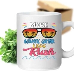 Bemrag Beak Funny Acoustic Guitar Gift, Un Cadeau De Noël Idéal Pour Les Amateurs De Guitare - Plus Guitare Acoustique & Moins Rush Citation Sur 11 Oz White Ceramic Coffee Mug