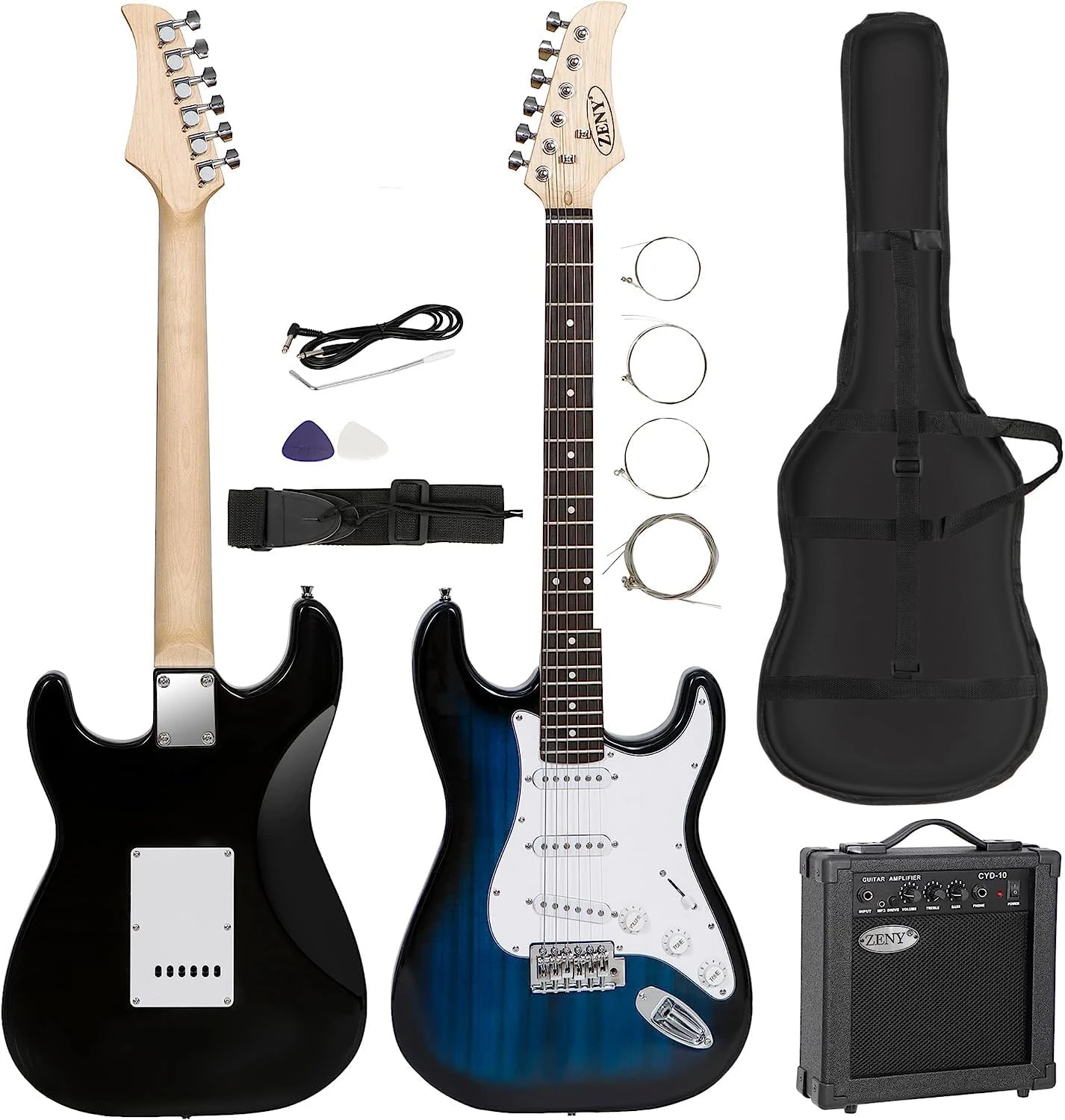 Guitare électrique Pleine Grandeur ZENY 39 "avec Ampli, étui Et Pack D'accessoires Forfait De Démarrage Pour Débutant, Cadeau De Vacances Idéal Pour Noël 4 Guitare électrique Pleine Grandeur ZENY 39 "avec Ampli, étui Et Pack D'accessoires Forfait De Démarrage Pour Débutant, Cadeau De Vacances Idéal Pour Noël - Image 2