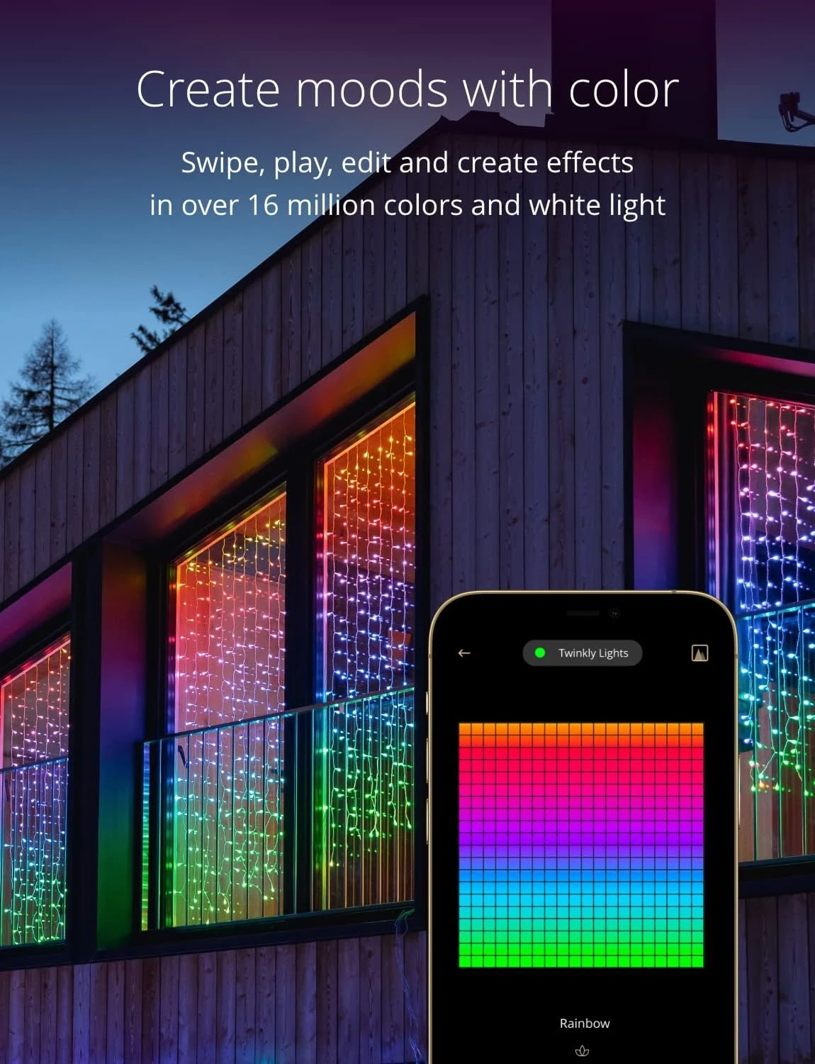 Rideau Scintillant – Lumières De Noël LED Contrôlées Par L'application Avec 210 LED RVB + W ( 16 Millions De Couleurs + Blanc Chaud ). 5 Par 7 Pieds. Câble Clair. Décoration D'éclairage Intelligent Intérieur Et Extérieur 4 Rideau Scintillant – Lumières De Noël LED Contrôlées Par L'application Avec 210 LED RVB + W ( 16 Millions De Couleurs + Blanc Chaud ). 5 Par 7 Pieds. Câble Clair. Décoration D'éclairage Intelligent Intérieur Et Extérieur - Image 2