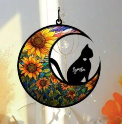 Cat Memorial Suncatcher, Personnalisé Avec Le Nom Date Cat Breeds Suncatcher, Pet Loss Suncatcher, Stained Glass Light Catcher, Cadeaux Pour Les Amoureux Des Chats, Noël Chat Ornement Fenêtre Hangings M6