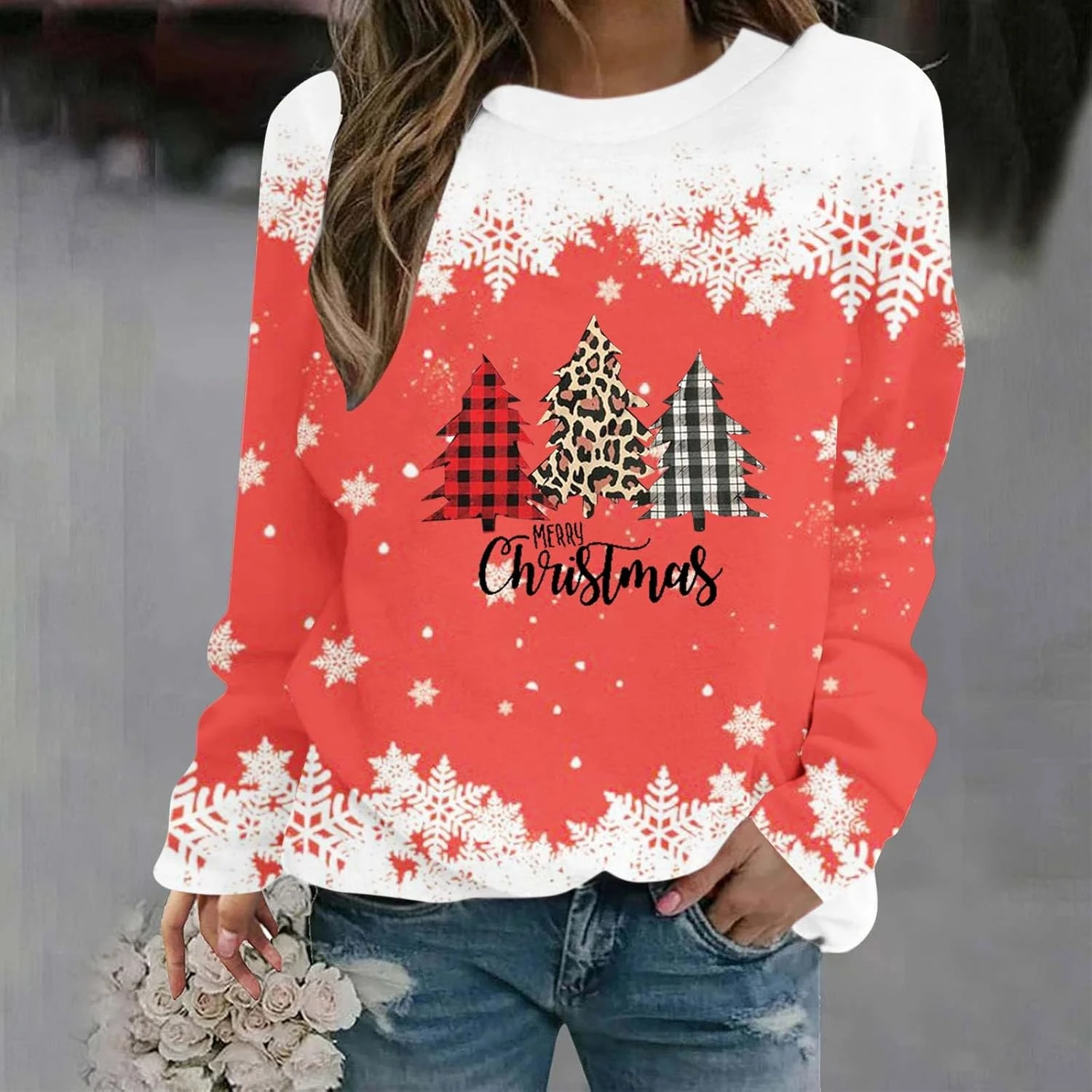 LNWUY Femmes De Noël Couleur Bloc Arbre Sweat De Noël Renne Graphique Pull Casual Sport À Manches Longues Basique Tops 4 LNWUY Femmes De Noël Couleur Bloc Arbre Sweat De Noël Renne Graphique Pull Casual Sport À Manches Longues Basique Tops - Image 2