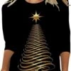 3/4 Manches Chemises Pour Femmes Crewneck Noël Tunique Tops Sparkly Neon Starry Print Nouveauté Xmas Party Chemise Blouses -Oui || N/A || pearhead 710uUyYfjL. AC UL1500