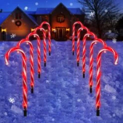 Lampes De Paysage Extérieures En Canne De Bonbon - 10 Pack 60 LED Rouges 21in String De Lumières De Chemin De Noël éclairées Avec Fonction De Mémoire 8 Modes Clignotants Plug De Bout En Bout Dans Des Décorations De Noël En Bonbon Extérieur étanche