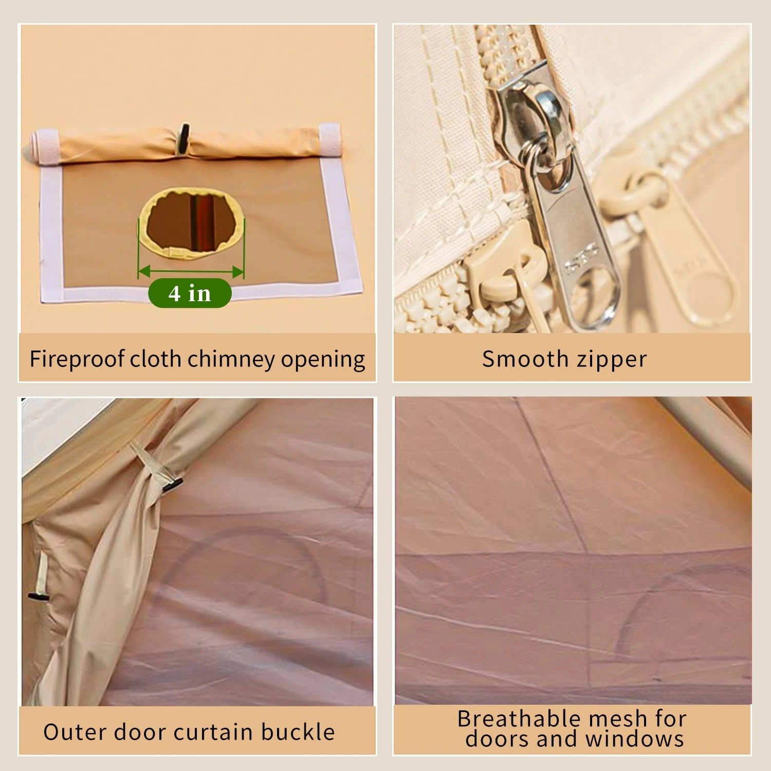 Tente De Cloche En Toile De Coton à 100%, Tente De Glamping De Luxe, Tentes De Yourte Pour Toute L'année, Tente De Cloche étanche Pour 4 / 8 / 10/12 Personne Camping Familial Chasse Extérieure Fête De Noël En 4 Saisons 6 Tente De Cloche En Toile De Coton à 100%, Tente De Glamping De Luxe, Tentes De Yourte Pour Toute L'année, Tente De Cloche étanche Pour 4 / 8 / 10/12 Personne Camping Familial Chasse Extérieure Fête De Noël En 4 Saisons - Image 4