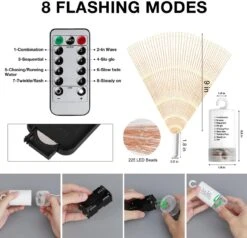 Techip 4 Pcs 225Led Starburst Lights Fil De Cuivre à Piles Avec 8 Modes De Mariage Suspension De Mariage Lumières Décoratives De Noël Décoration Intérieure Extérieure, Blanc Chaud -Oui || N/A || pearhead 711SZMV00EL. AC SL1300