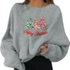 Femmes Surdimensionné Sweat Y2k Sweat Drôle De Noël Manches Pull Pull Pull Tunique Tops Pour Femmes