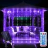 Tngan 300LED Solaire Rideau Lumières Extérieur Intérieur, Solaire Halloween Lumières IP65 Étanche Pour Patio Décor, Dangling Fenêtre Lumières, 8 Modes Twinkle Lumières Pour Noël Maison Jardin Wall Party - Violet -Oui || N/A || pearhead 711hsicsVL. AC SL1500