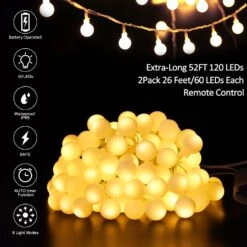 Feux De Corde à LED à Piles, 2 -Pack Total 52FT 120LEDs - Chaque 26FT 60LEDs 8 Mode étanche Feux De Fée De Noël Avec Télécommande Pour La Décoration De Fête De Mariage De Jardin De Chambre à Coucher -Oui || N/A || pearhead 711yilAbPL. AC SL1500